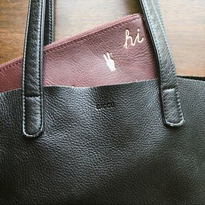 Black Baggu Basic Leather Tote